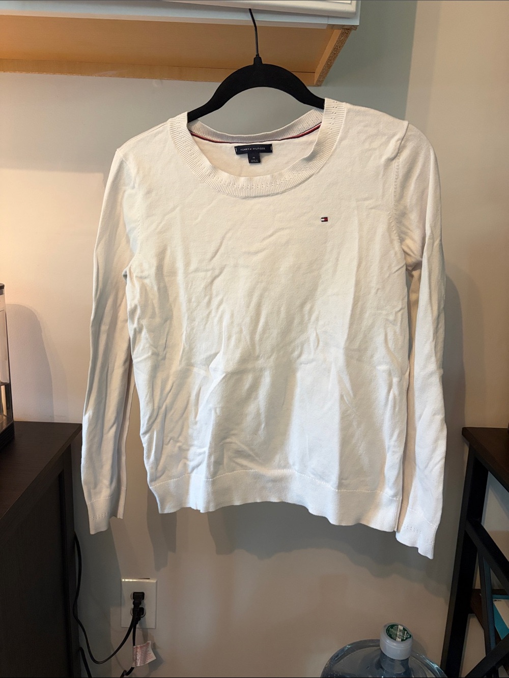 Tommy Hilfiger White Long Sleeve Crewneck Sweater